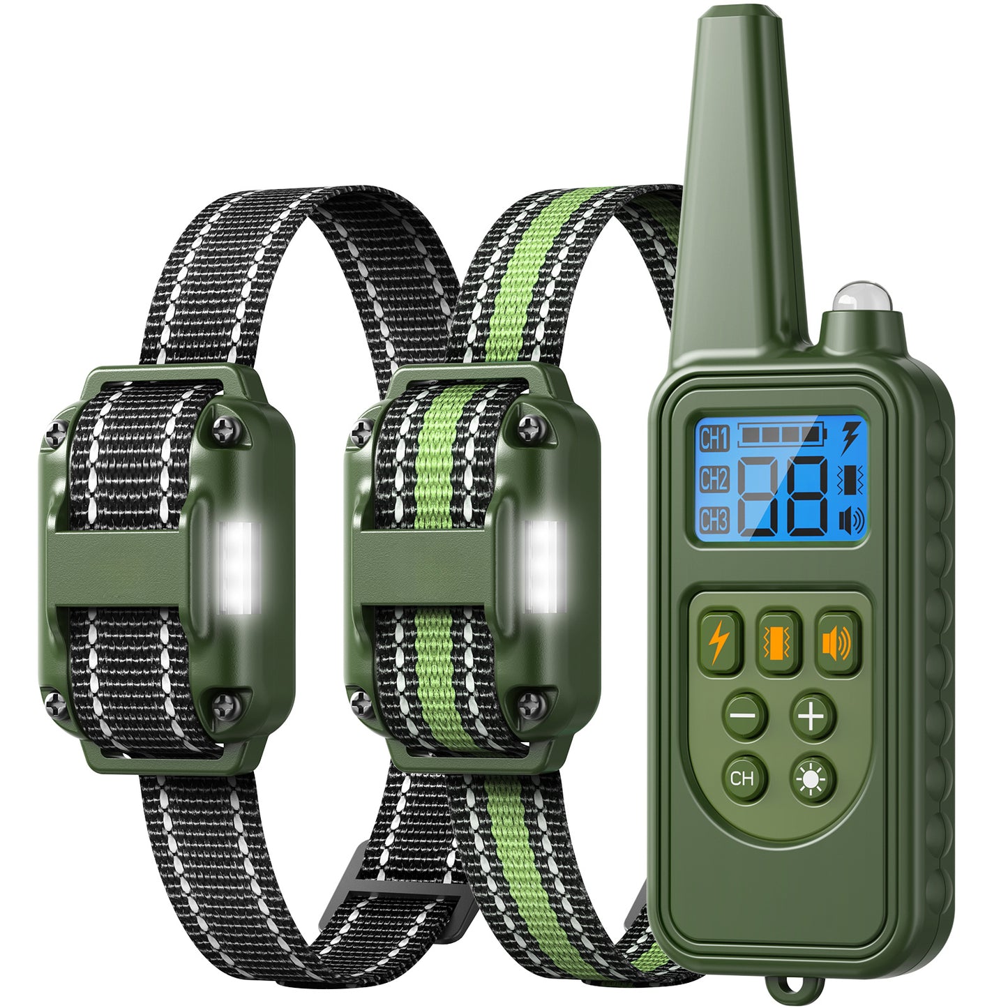 Shock Collar with Remote, Dog Training Collar, 4 Training Modes with Beep, Vibration, Safe Shock, Led Light, 2600 ft Wireless Range, Rechargeable for 3 Dogs, Small Medium Large 5-120Lbs
