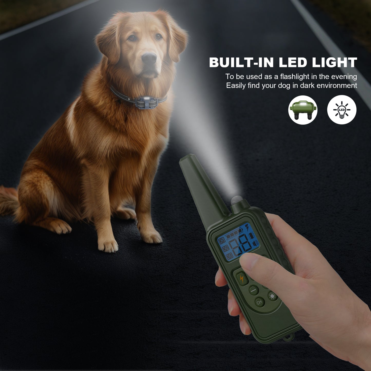 Shock Collar with Remote, Dog Training Collar, 4 Training Modes with Beep, Vibration, Safe Shock, Led Light, 2600 ft Wireless Range, Rechargeable for 3 Dogs, Small Medium Large 5-120Lbs