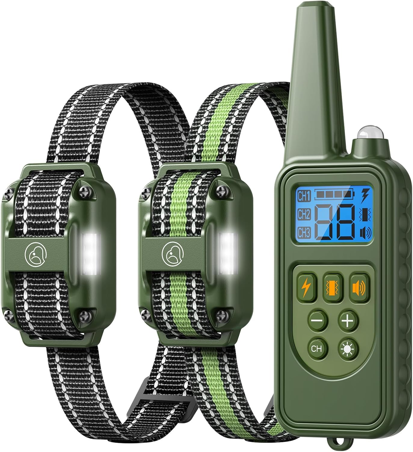 Shock Collar with Remote, Dog Training Collar, 4 Training Modes with Beep, Vibration, Safe Shock, Led Light, 2600 ft Wireless Range, Rechargeable for 3 Dogs, Small Medium Large 5-120Lbs