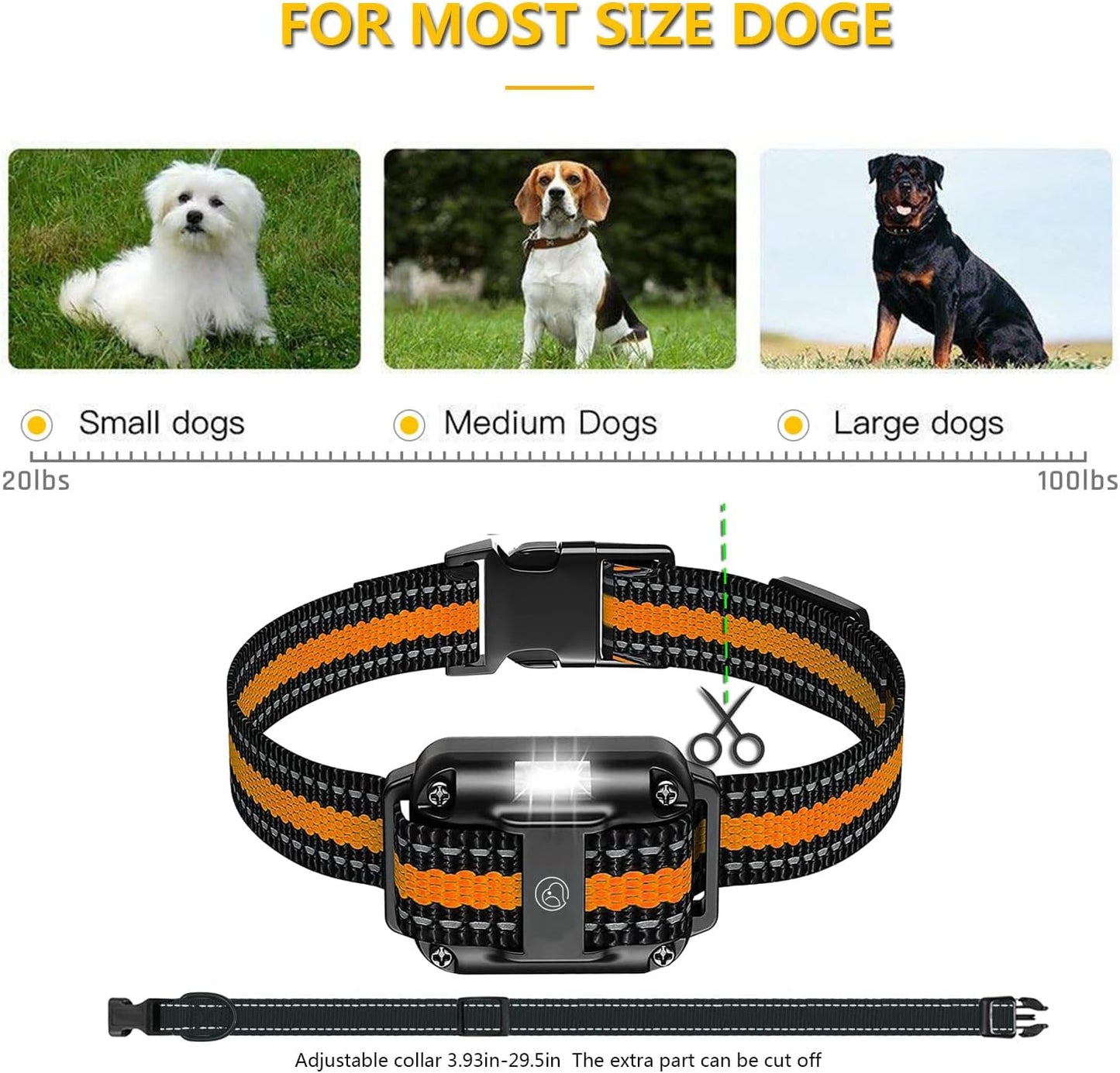 Shock Collar with Remote, Dog Training Collar, 4 Training Modes with Beep, Vibration, Safe Shock, Led Light, 2600 ft Wireless Range, Rechargeable for 3 Dogs, Small Medium Large 5-120Lbs