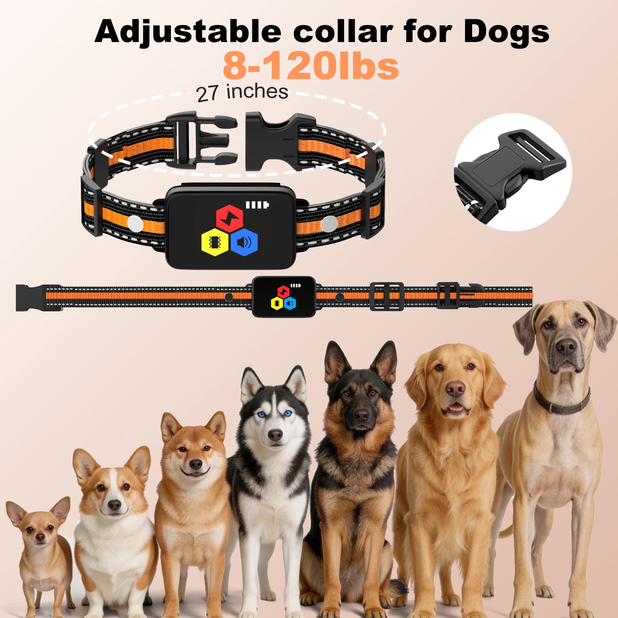 Shock Collar for Dogs, 3300FT Dog Shock Collar with Remote Control, 4 Adjustable Modes (Beep/Vibration/Shock/No Shock), Type-C Charging, LCD Screen Dog Training Collar with Safety Lock