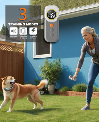 Dog Shock Collar with Remote - 2600Ft Range, 3 Training Modes (Vibration, Beep, Shock), IPX7 Waterproof - Safe & Humane E-Collar for Large Medium Small Dogs, Adjustable Levels (Gray)