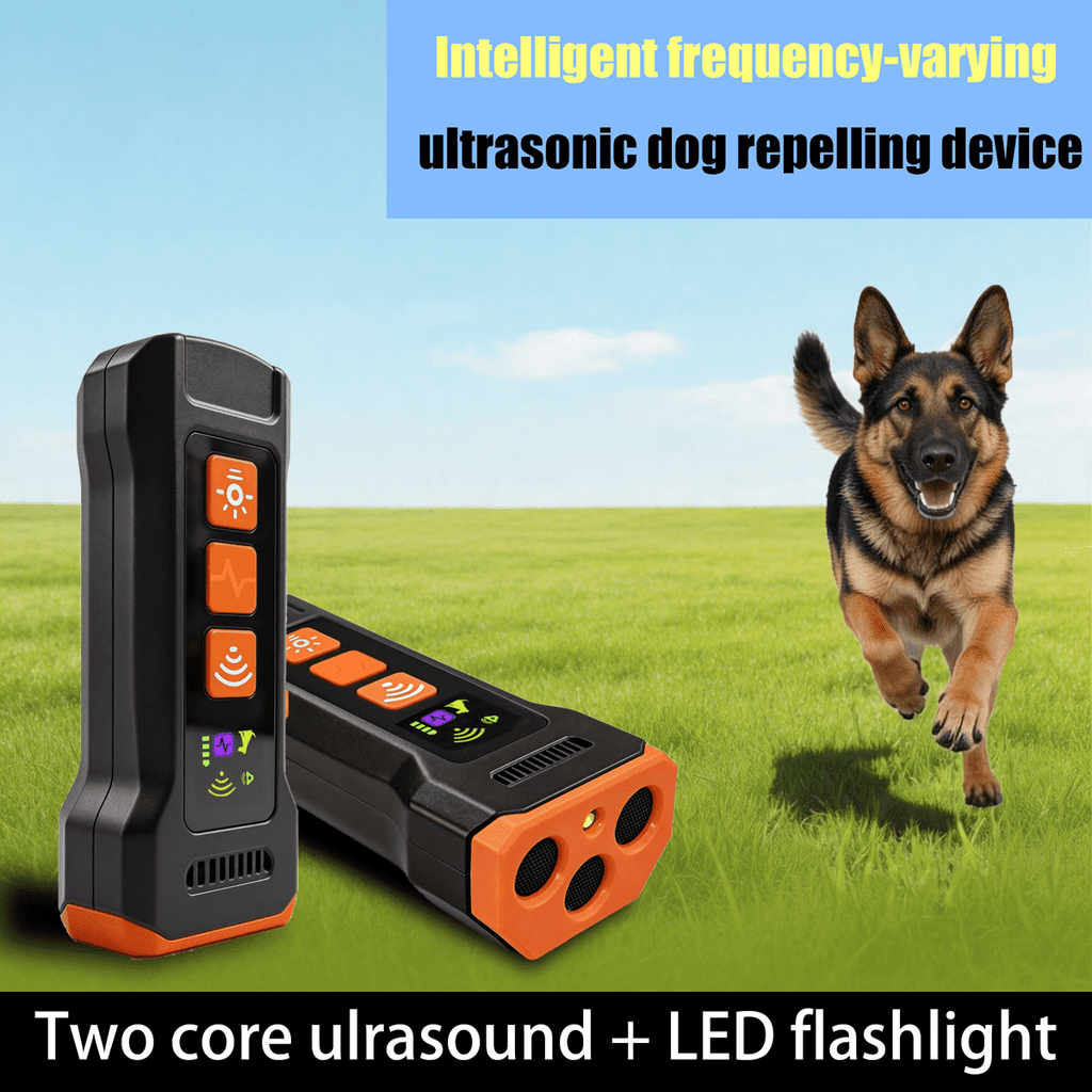 Dog Barking Control Devices three Sensors Anti Barking Device with Training/Deterrent Modes Dog Whistle to Stop Barking Ultrasonic Dog Barking Deterrent with LED Flashlight 50 ft Range, Rechargeable