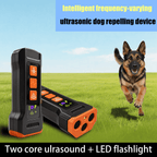 Dog Barking Control Devices three Sensors Anti Barking Device with Training/Deterrent Modes Dog Whistle to Stop Barking Ultrasonic Dog Barking Deterrent with LED Flashlight 50 ft Range, Rechargeable