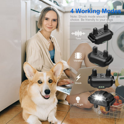 Canivix Dog Training Electric Collar with Remote Waterproof 2600ft LED Light Beep Vibration for 2 Dogs