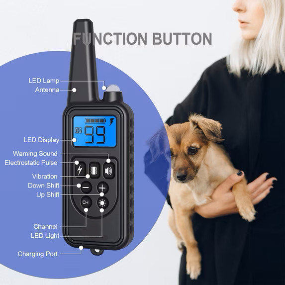 Heaflex Dog Training Collar with Remote - 2600ft Range, Waterproof, LED Light with Beep & Vibration Modes