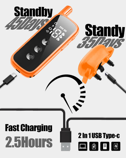 Heaflex Dog Shock Collar with Remote Rechargeable 2600FT for 5-120lbs Dogs IP68 Waterproof  with Beep, Vibration, Shock, Security Lock, Orange