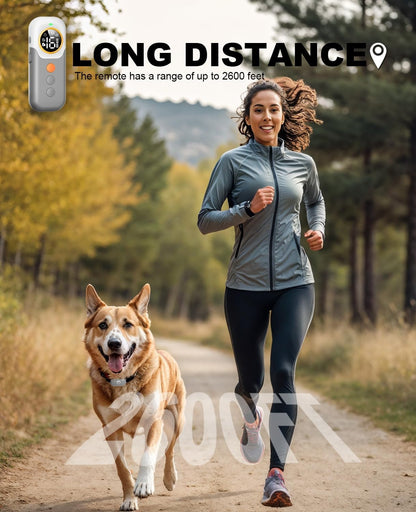 Dog Shock Collar with Remote - 2600Ft Range, 3 Training Modes (Vibration, Beep, Shock), IPX7 Waterproof - Safe & Humane E-Collar for Large Medium Small Dogs, Adjustable Levels (Gray)