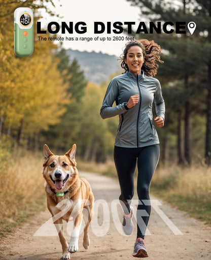 Dog Shock Collar with Remote - 2600Ft Range, 3 Training Modes (Vibration, Beep, Shock), IPX7 Waterproof - Safe & Humane E-Collar for Large Medium Small Dogs, Adjustable Levels (Gray)