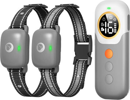 Dog Shock Collar with Remote - 2600Ft Range, 3 Training Modes (Vibration, Beep, Shock), IPX7 Waterproof - Safe & Humane E-Collar for Large Medium Small Dogs, Adjustable Levels (Gray)