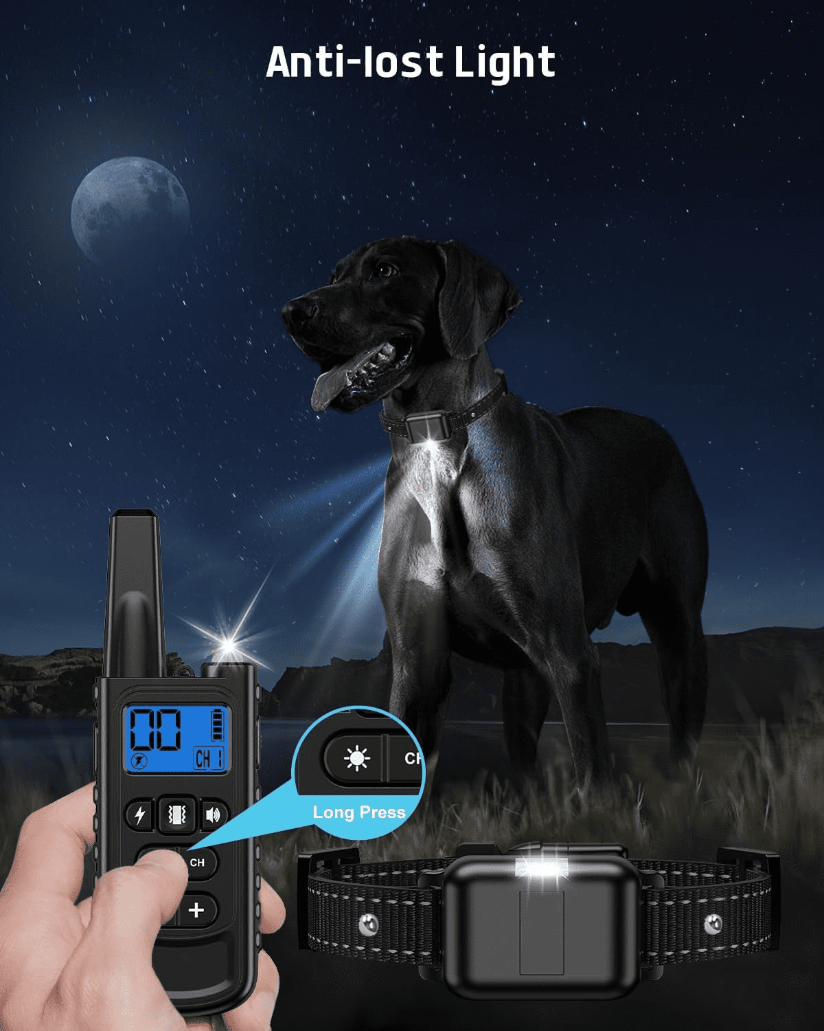 Training Collar with Remote, 3300FT Range Rechargeable IP67 Waterproof E-Collar with Flashlight, 3 Training Modes, Adjustable Strap for Small, Medium, Large Dogs (8-120lbs)