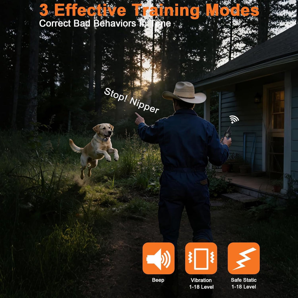 Dog Shock Collar - 3300Ft Dog Training Collar with Remote for 5-120lbs Small Medium Large Dogs Rechargeable Waterproof e Collar with Beep, Vibration, Safe Shock (Orange)