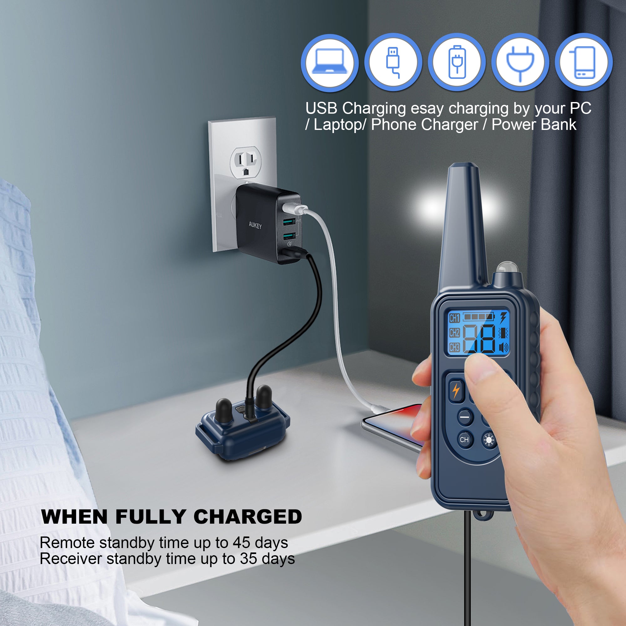 Ошейник для дрессировки собак Heaflex D8 Blue с дистанционным управлением