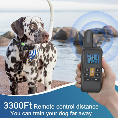 Dog Training Collar, Rechargeable Dog Shock Collar with Remote, with Beep, Vibration, Safe Shock: Perfect for Small Medium Large Dogs
