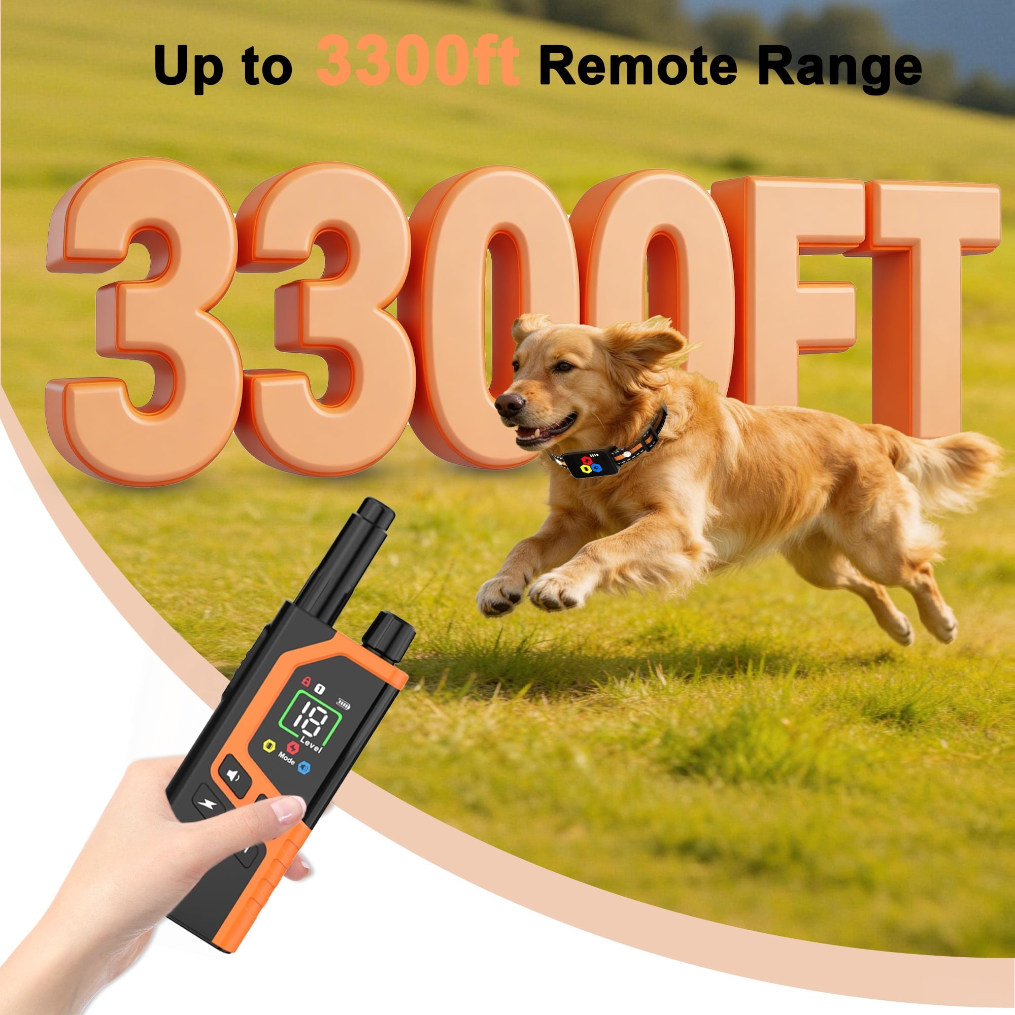 Shock Collar for Dogs, 3300FT Dog Shock Collar with Remote Control, 4 Adjustable Modes (Beep/Vibration/Shock/No Shock), Type-C Charging, LCD Screen Dog Training Collar with Safety Lock