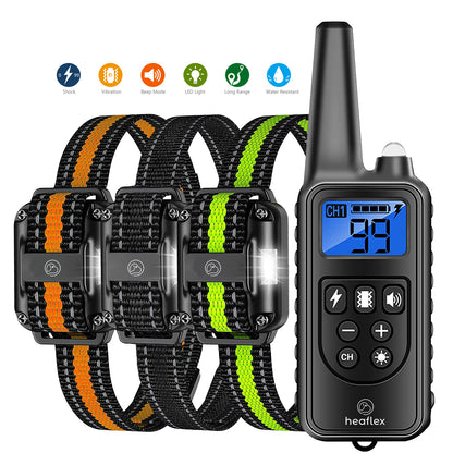 Heaflex Dog Training Electric Collar 2600ft Remote 4 Modes Light Beep Vibration Shock Waterproof 3 Dogs